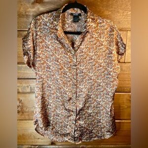 Floral Button Down Shirt - Brown